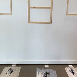 One Year of Loss cut Canvases on Ground 2018 Oil on Cut Canvases